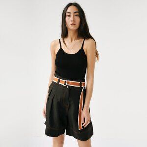 Lee Mathews "Lucien" Belted Shorts in Black, size "2" (size S/M)